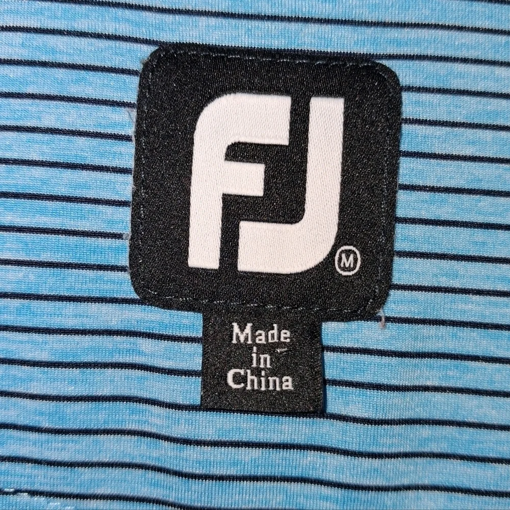 FootJoy Men's Blue Striped Polo Shirt With PGA Quail Hollow Championship Medium